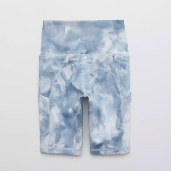 Aerie Shorts Size Small Blue White Tie-Dye 7" Bike "The Hugger" High Waisted - Picture 7 of 10